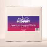 Photo of a 30lb case of Midway Premium Belgian Waffle mix