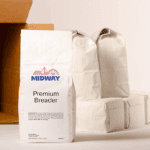 Photo of the contents in a 30lb case of Midway Premium Breader mix