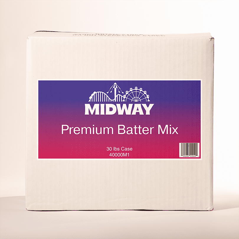Photo of a 30lb case of Midway Premium Batter mix