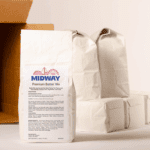 Photo of the contents in a 30lb case of Midway Premium Batter mix