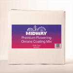 Photo of a 30lb case of Midway Premium Flowering Onion Coating mix