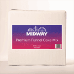 Photo of a 30lb case of Midway Premium Funnel Cake batter mix