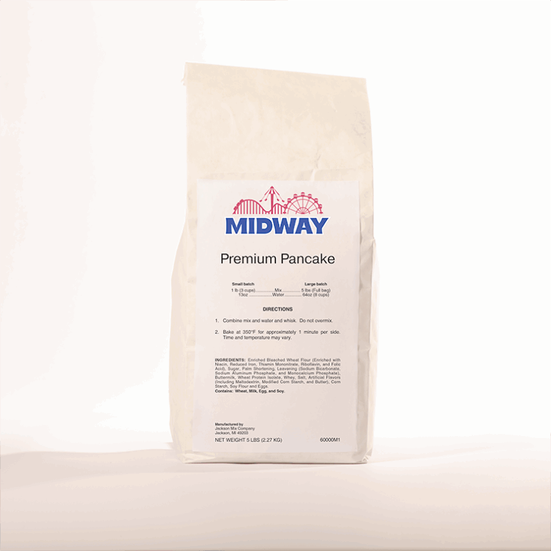 Photo of a 5lb bag of Midway Premium Pancake mix